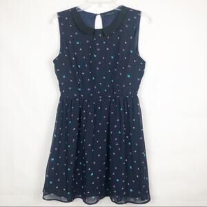 CALS Blue Chiffon Sheath Floral Dress